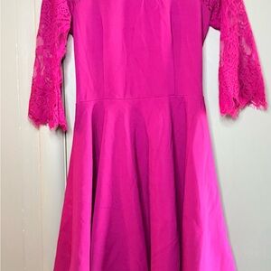 BB Dakota Hot Pink Lace-Sleeve Dress